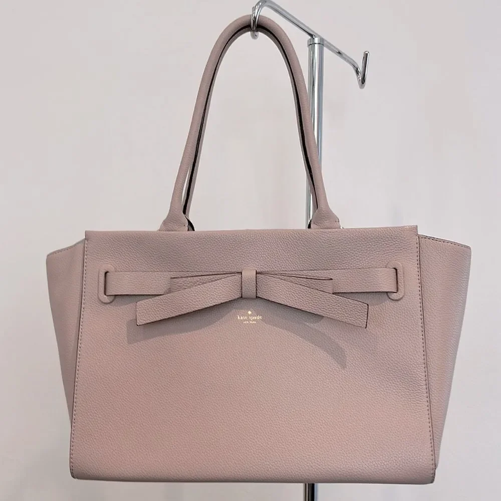 Kate Spade Mauve Pink Leather Satchel Handbag or Purse with Bow
